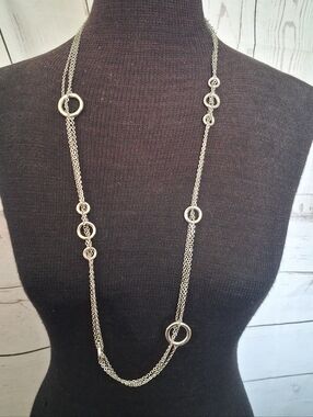 Lia Sophia Silvertone Long Multi-Ring Chain Necklace - Women Jewelry